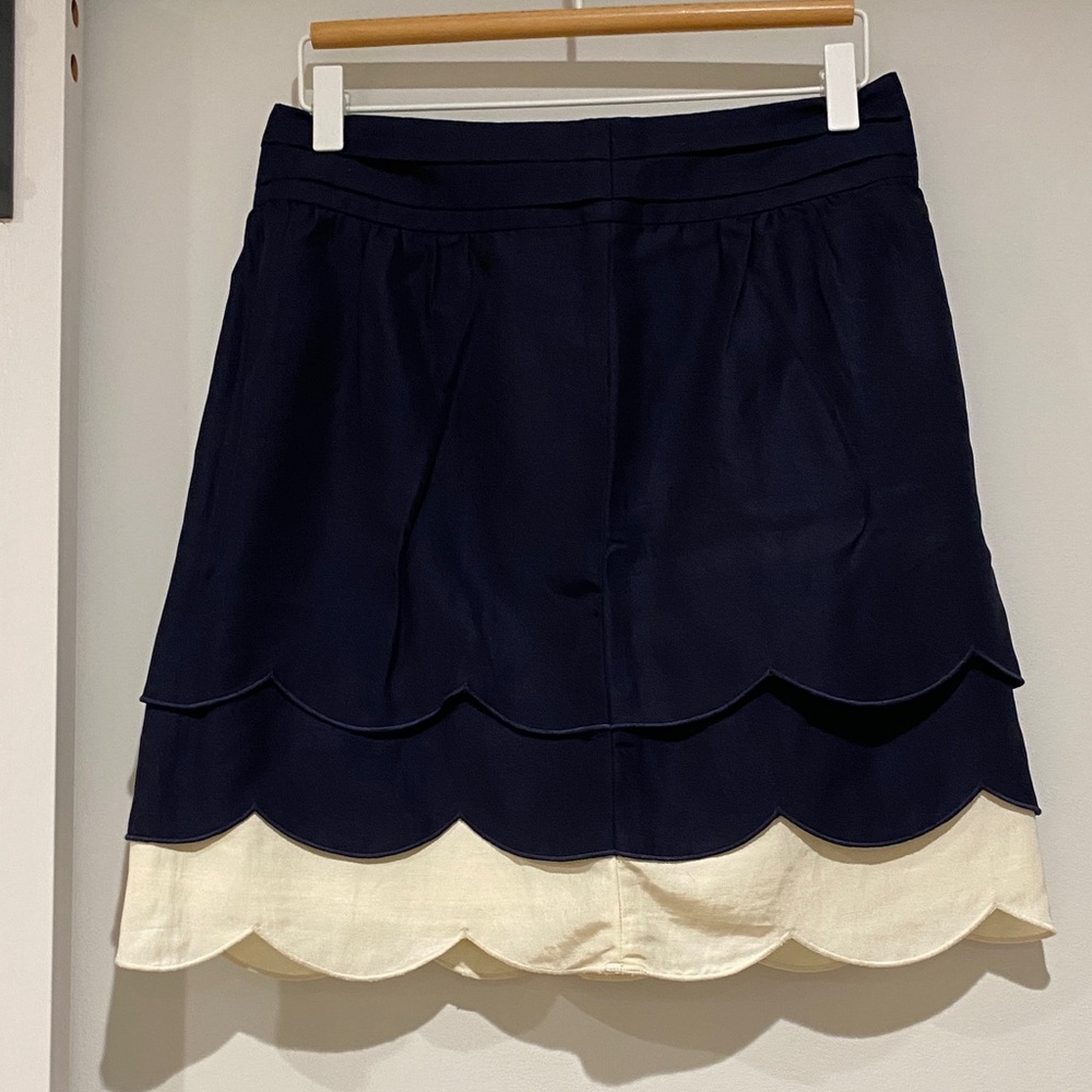 Anthropologie Scalloped Navy and Cream Elegance